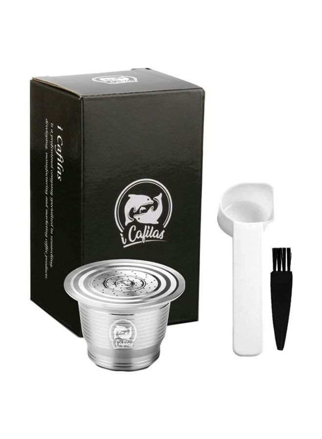 NIBEMINENT Refillable Coffee Capsule Pod With Stainless Steel Espresso Filters And Brush Silver 3.67x2.69cm - Image 1