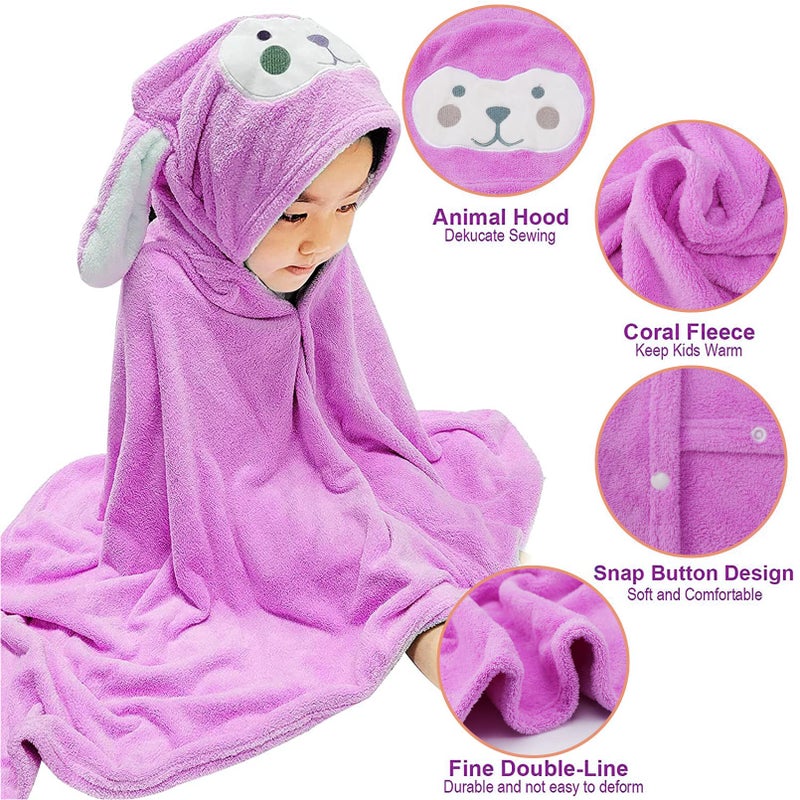 Visen Premium Hooded Towel for Kids,-28Ã—55 INCH Large Size Kids Bath Towel,Ultra Soft Hooded Towel Wrap for Boys Girls, Highly Absorbent Bathrobe Blanket Gifts for Toddlers Shower (Purple) - Image 3