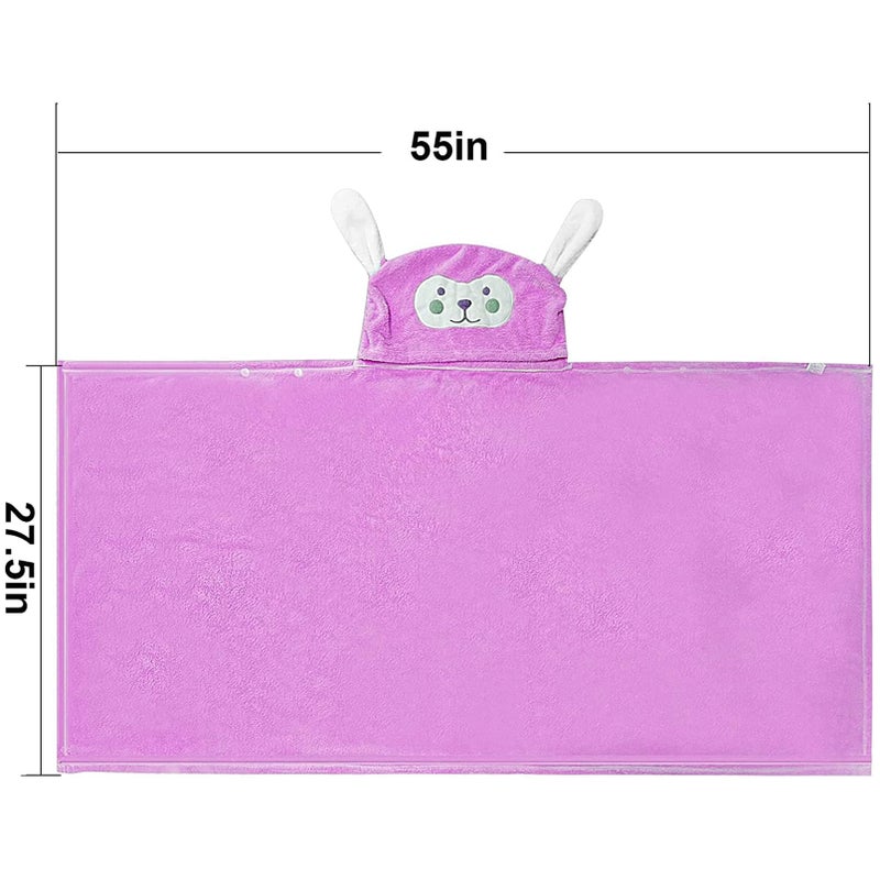Visen Premium Hooded Towel for Kids,-28Ã—55 INCH Large Size Kids Bath Towel,Ultra Soft Hooded Towel Wrap for Boys Girls, Highly Absorbent Bathrobe Blanket Gifts for Toddlers Shower (Purple) - Image 2