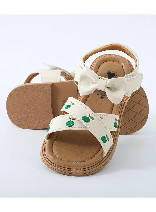 Mark & Mia Mark & Mia Fruit Embroidered and Bow Detail Sandals - White/Green