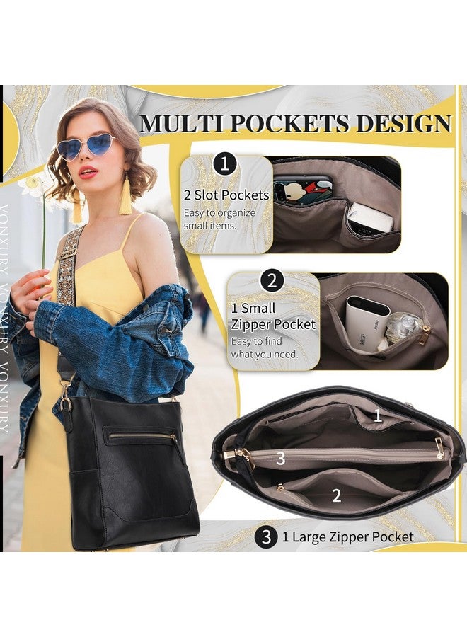 VX VONXURY Crossbody Bag For Women Trendy Vegan Leather Shoulder Bag Designer Bucket Bag With 2Pcs Adjustable Straps - Image 4
