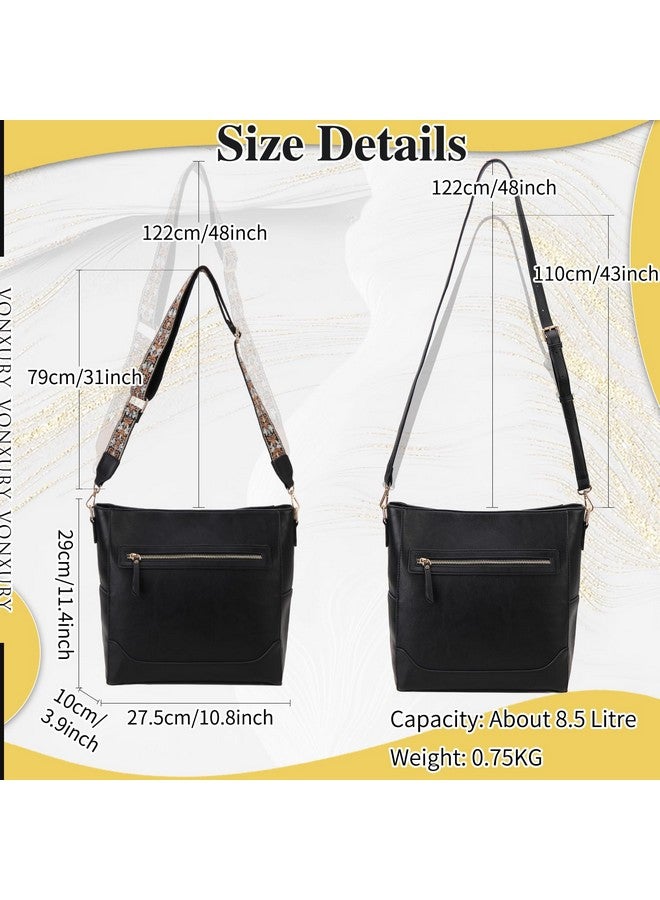 VX VONXURY Crossbody Bag For Women Trendy Vegan Leather Shoulder Bag Designer Bucket Bag With 2Pcs Adjustable Straps - Image 5