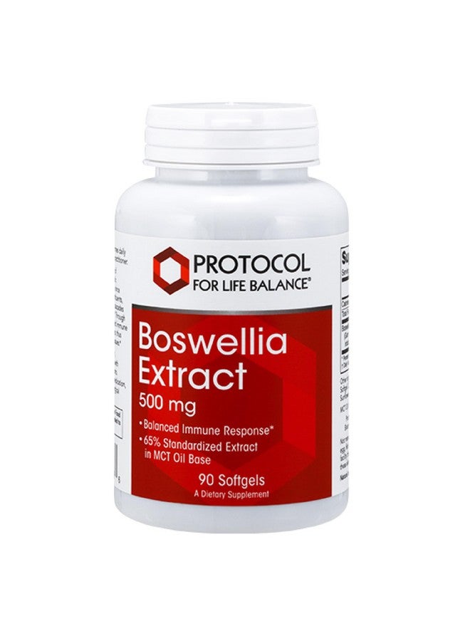 PROTOCOL FOR LIFE BALANCE Boswellia Extract 500 mg - Boswellia Supplement - with MCT Oil Base - Balanced Immune Response - Dairy Free & Soy Free - 90 Softgels - Image 1