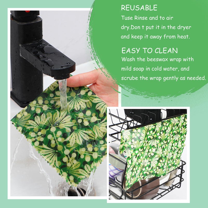 celsirex Reusable Beeswax Wrap, 11 Pack Eco-Friendly Beeswax Wraps For Food, Organic, Sustainable, Biodegradable, Zero Waste, Plastic-Free Food Storage (Flowers and Leaves) - Image 5