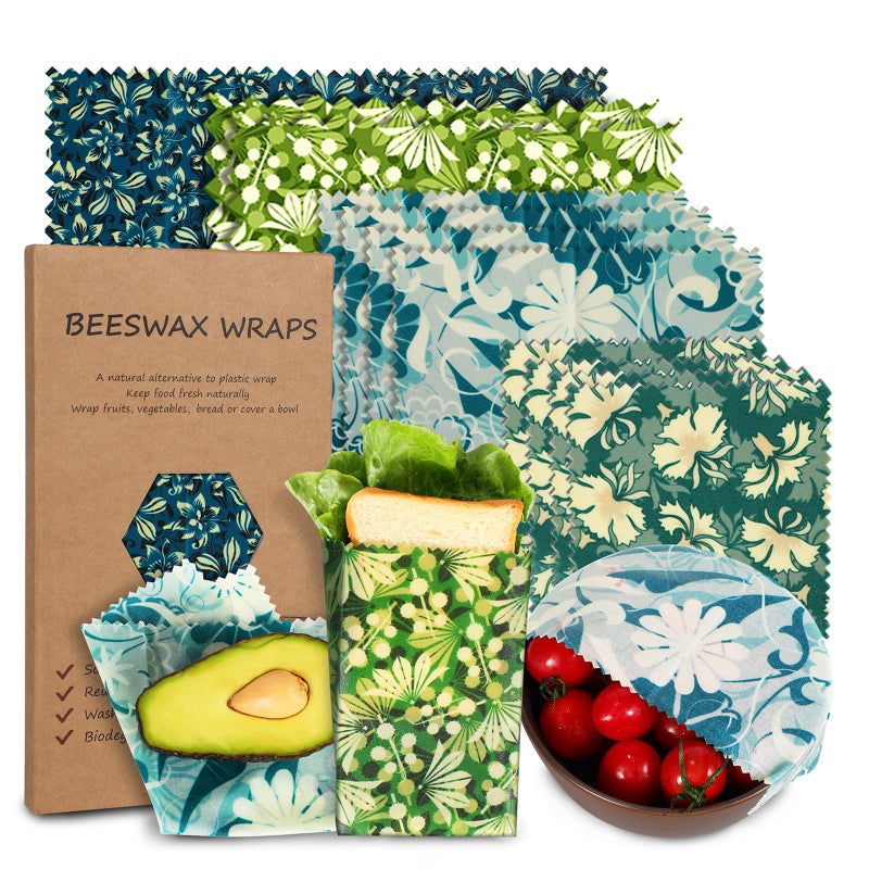 celsirex Reusable Beeswax Wrap, 11 Pack Eco-Friendly Beeswax Wraps For Food, Organic, Sustainable, Biodegradable, Zero Waste, Plastic-Free Food Storage (Flowers and Leaves) - Image 1
