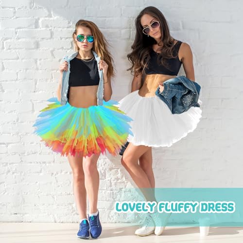 Fynnsure 80s Outfit 5 Layered Tutu Skirts for Women Adult Halloween Costume Women Tulle Skirt Puffy Skirts Dance Skirt White - Image 5