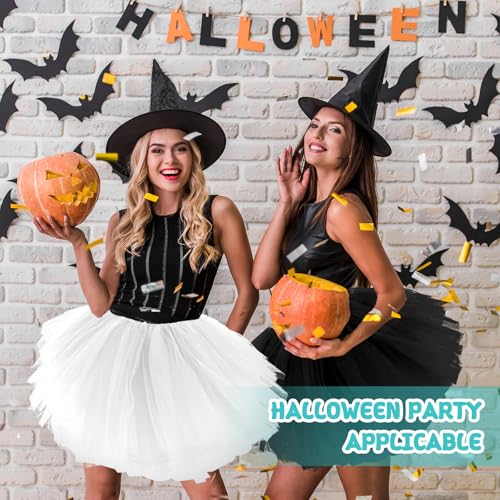 Fynnsure 80s Outfit 5 Layered Tutu Skirts for Women Adult Halloween Costume Women Tulle Skirt Puffy Skirts Dance Skirt White - Image 4