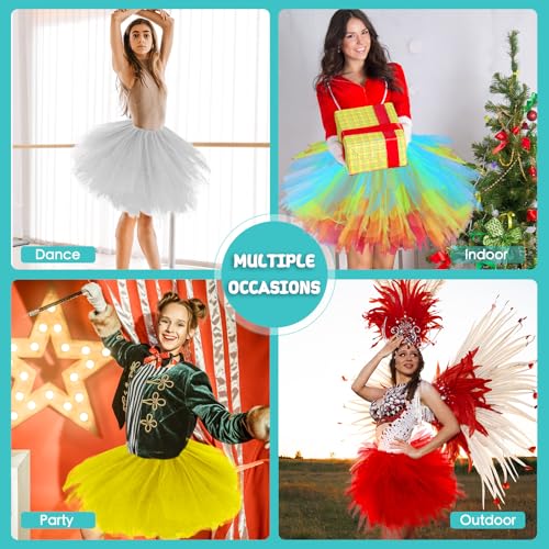 Fynnsure 80s Outfit 5 Layered Tutu Skirts for Women Adult Halloween Costume Women Tulle Skirt Puffy Skirts Dance Skirt White - Image 2