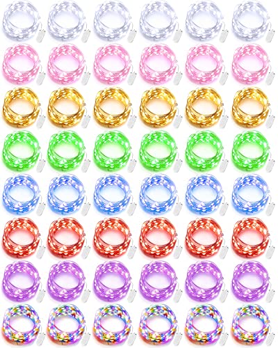 Riakrum 50 Pieces LED Fairy Lights Battery Operated Bulk Wedding Waterproof Tiny Small Twinkle LED String Lights for Jar Starry for DIY Birthday Party Favors for Vase CenterpiecesMixed Color10 ft - Image 1