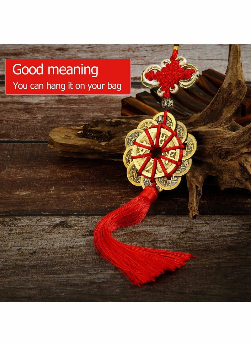 كاست ويف عملات صينية محظوظة، عملات نحاسية نحاسية لجلب الحظ والثروة، سلسلة مفاتيح للعام الصيني الجديد - Image 5