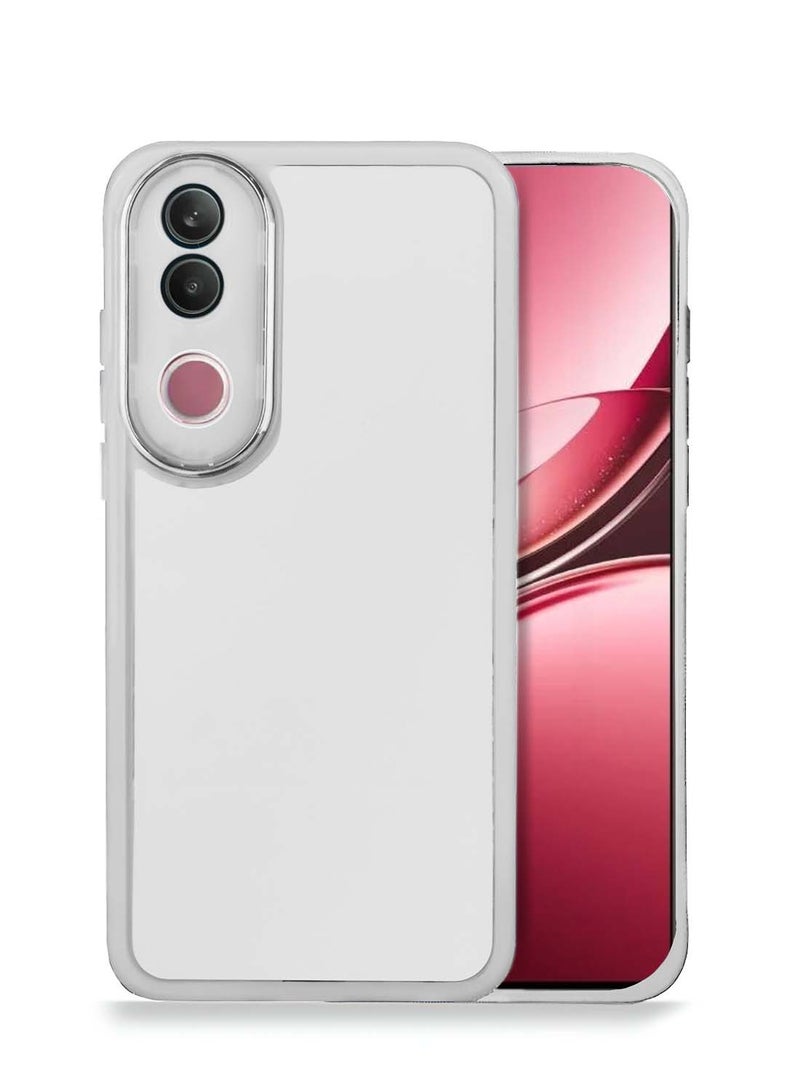 Wtech vivo V50 5G 2025 Soft Transparent TPU Silicone Ultra Thin Phone Stylish Electroplated Camera Border Back Case Cover - White - Image 1