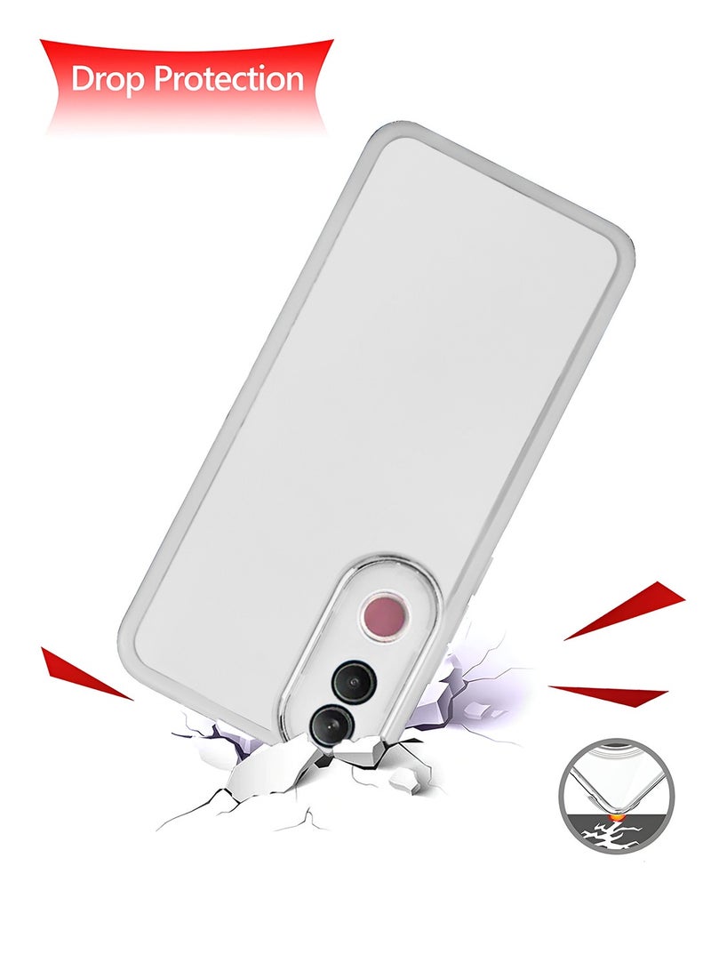 Wtech vivo V50 5G 2025 Soft Transparent TPU Silicone Ultra Thin Phone Stylish Electroplated Camera Border Back Case Cover - White - Image 3