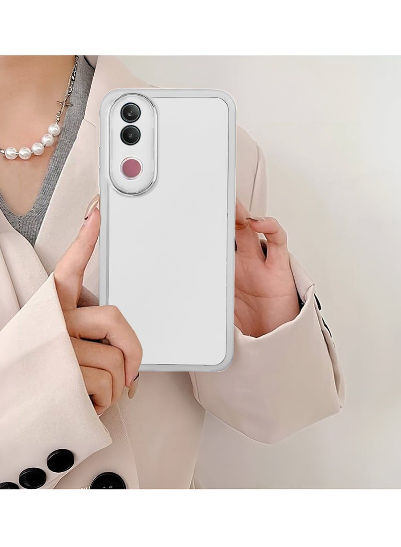 Wtech vivo V50 5G 2025 Soft Transparent TPU Silicone Ultra Thin Phone Stylish Electroplated Camera Border Back Case Cover - White - Image 4