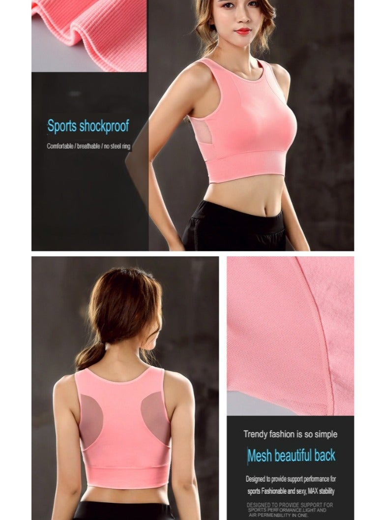 AROAQ Full Coverage Longline Sports Bra, Shockproof Fitness Yoga Running Sports Bra,  Seamless Quick-drying Medium Impact Push Up Tank Top For Yoga Gym Workout, (Size L, Blue) - Image 2