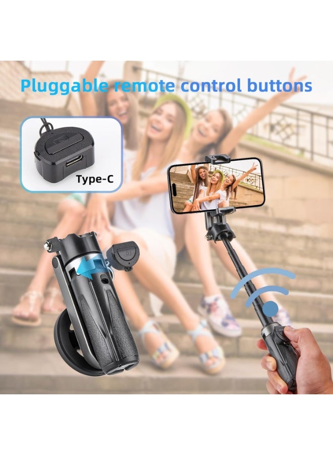 for Magsafe Tripod Stand for iPhone,Portable Pocket Size Selfie Stick with Rechargeable Remote and Metal Ring,Extendable Detachable Cell Phone Tripod Compatible with iPhone/Android - Image 5