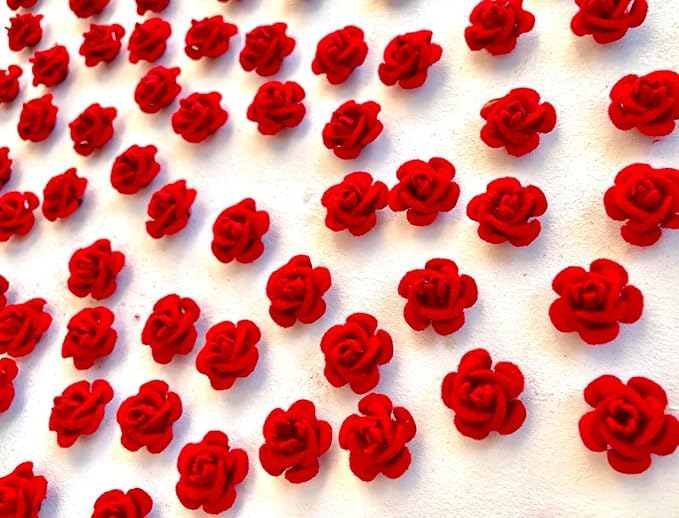 Aditya Creation 100 PCS Artificial Velvet Rose Flowers Booty Patch Applique for Art Dresses Embroidery Work Clothes Lace Decoration DIY Crafts Raw Material - Image 1