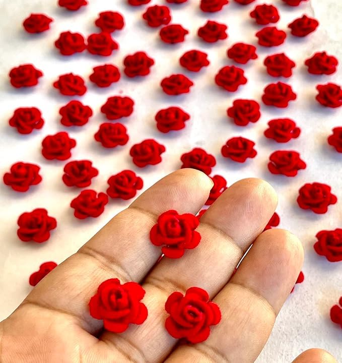 Aditya Creation 100 PCS Artificial Velvet Rose Flowers Booty Patch Applique for Art Dresses Embroidery Work Clothes Lace Decoration DIY Crafts Raw Material - Image 2
