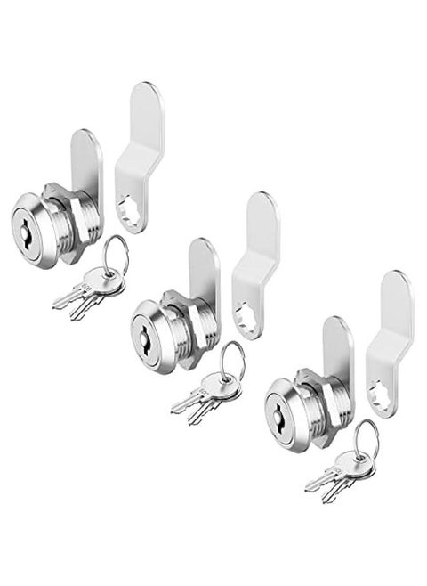 3 Pack Cabinet Locks with Keys, 5/8 Cam Lock keyed Alike, Secure Drawer Mailbox File RV Storage Locks Tool Box Locks Replacement Set, Zinc Alloy