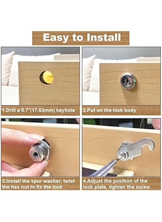 3 Pack Cabinet Locks with Keys, 5/8 Cam Lock keyed Alike, Secure Drawer Mailbox File RV Storage Locks Tool Box Locks Replacement Set, Zinc Alloy