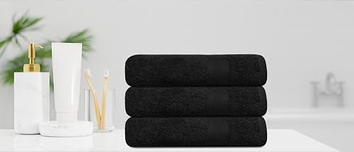 TEXCRAFT Medium Size Bath Towels Set of 6 – 100% Cotton Terry – 24" x 48" – Quick Dry, Soft & Highly Absorbent – Black Towels for Bathroom, Gym, Spa, Pool & Daily Use - Image 3