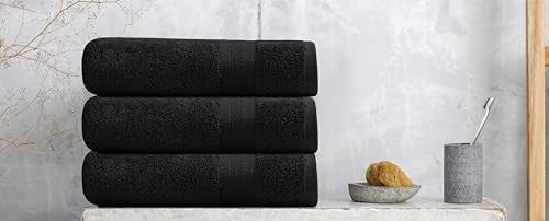 TEXCRAFT Medium Size Bath Towels Set of 6 – 100% Cotton Terry – 24" x 48" – Quick Dry, Soft & Highly Absorbent – Black Towels for Bathroom, Gym, Spa, Pool & Daily Use - Image 5