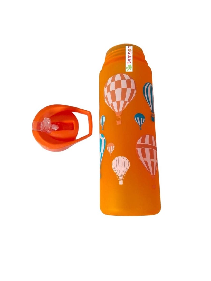 TEMSON Stylish Unbreakable Sports Water Bottle with Sipper & Straw, Anti-Leak Proof Non-Toxic Bottle with Scale Measure 700ML (GBT-620) (Orange) - Image 4