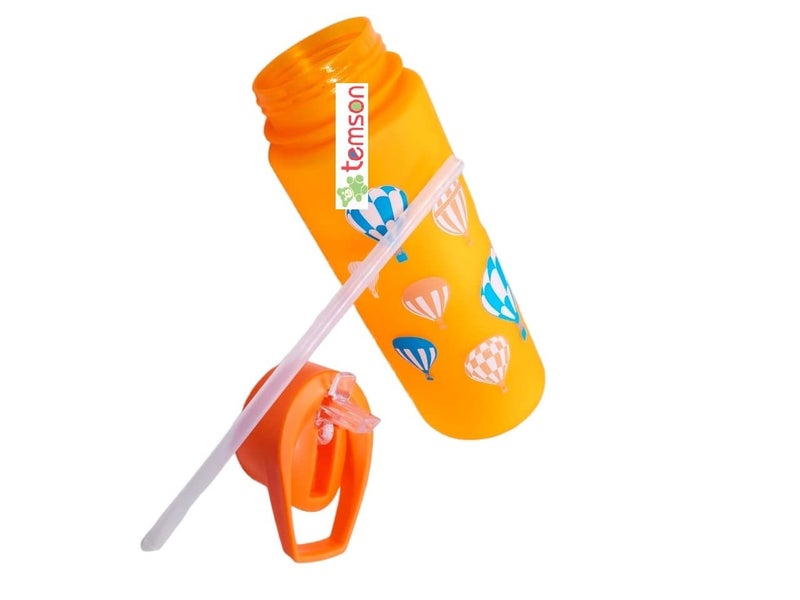 TEMSON Stylish Unbreakable Sports Water Bottle with Sipper & Straw, Anti-Leak Proof Non-Toxic Bottle with Scale Measure 700ML (GBT-620) (Orange) - Image 3