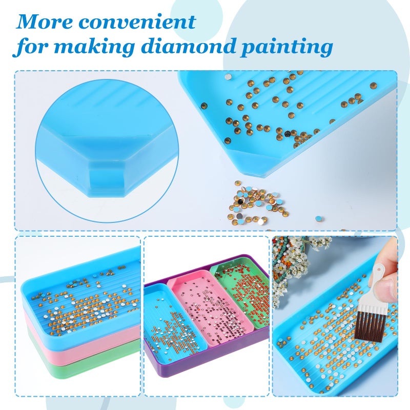 Prasacco 4 Pcs Diamond Art Trays, Colorful Rhinestone Tray Organizer Diamond Art Storage Containers Diamond Art Tools and Accessories for DIY Crafts Rhinestone Sorting Tray - Image 4