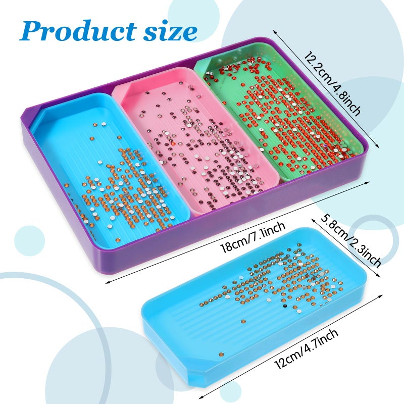 Prasacco 4 Pcs Diamond Art Trays, Colorful Rhinestone Tray Organizer Diamond Art Storage Containers Diamond Art Tools and Accessories for DIY Crafts Rhinestone Sorting Tray - Image 2