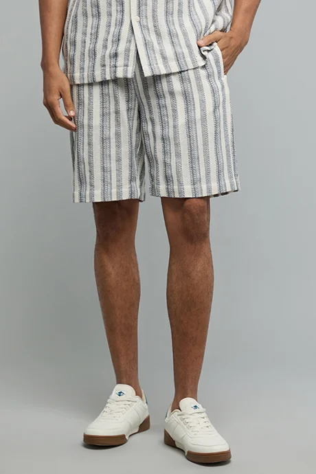 R&B Striped Shorts with Drawstring Waist