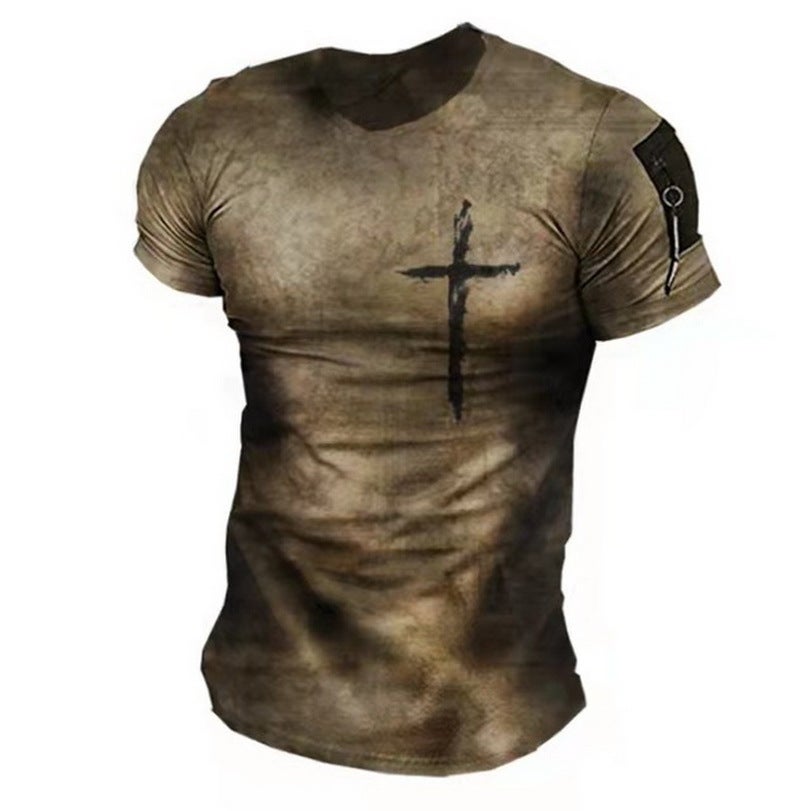 Printed T-Shirt Export Men'S Short-Sleeved Pullover T-Shirt 3D Digital Printed Short-Sleeved T-Shirt-Piece Drop Shipping - Image 1