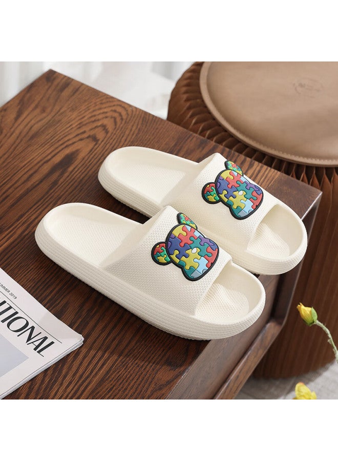 Xggc Squishy Slippers, Summer Indoor Home Shower Couple Thick-soled Bathroom Non-slip Sandals, White, Size 40-41 - Image 1