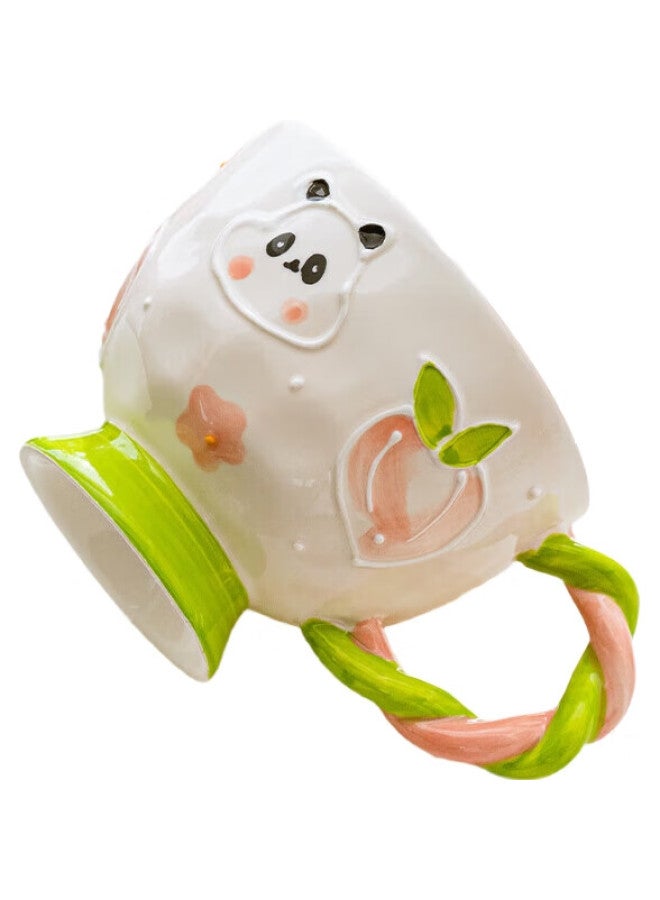 JD.com Jd Jingzao Mark Cup Coffee Water Cup Ceramic Office Breakfast Cup Gift Twisted Handle Pink 460Ml - Image 3