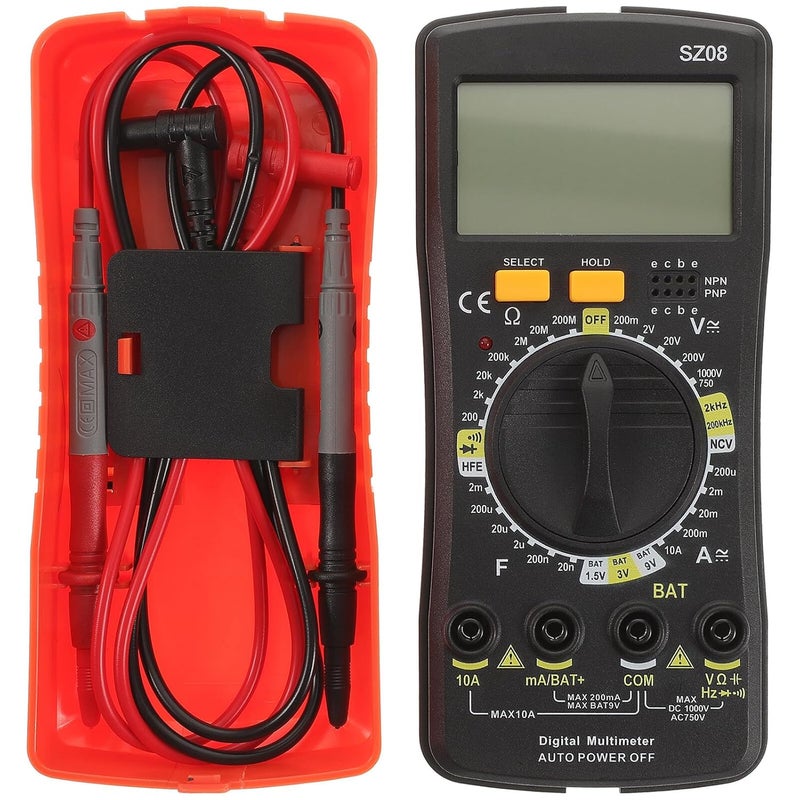 POPETPOP Digital Multimeter with Test Leads Portable Handheld Voltage Capacitance for Home Electrical Testing Compact Safe Design for Ac Dc Measurement and Continuity Check - Image 2
