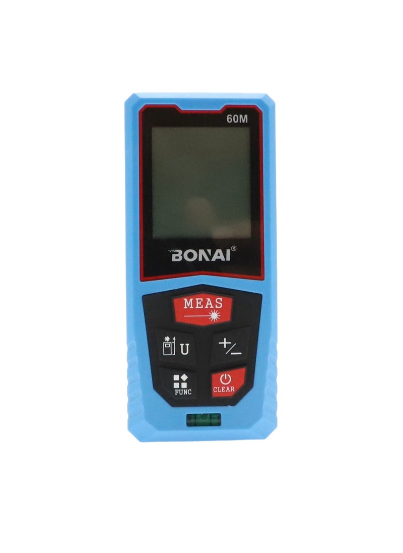 BONAI - Bonai 60M Laser Distance Measure Meter with 1 Bubble Level, Min/In/Ft Unit Switching, LCD Backlit Display, Pythagorean Mode, Area and Volume - Image 1