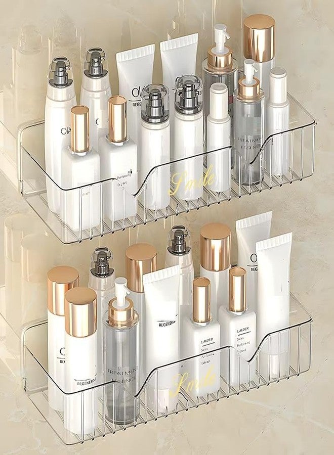 KYMIO Transparent Acrylic Bathroom Shelf | No-Drill Wall Mounted Bathroom Organizer for Shampoo, Conditioner & Skincare | Rustproof Shower Shelf for Bathroom, Kitchen & Wash Basin (1) - Image 1
