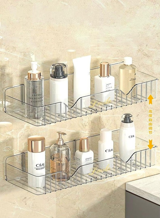 KYMIO Transparent Acrylic Bathroom Shelf | No-Drill Wall Mounted Bathroom Organizer for Shampoo, Conditioner & Skincare | Rustproof Shower Shelf for Bathroom, Kitchen & Wash Basin (1) - Image 5