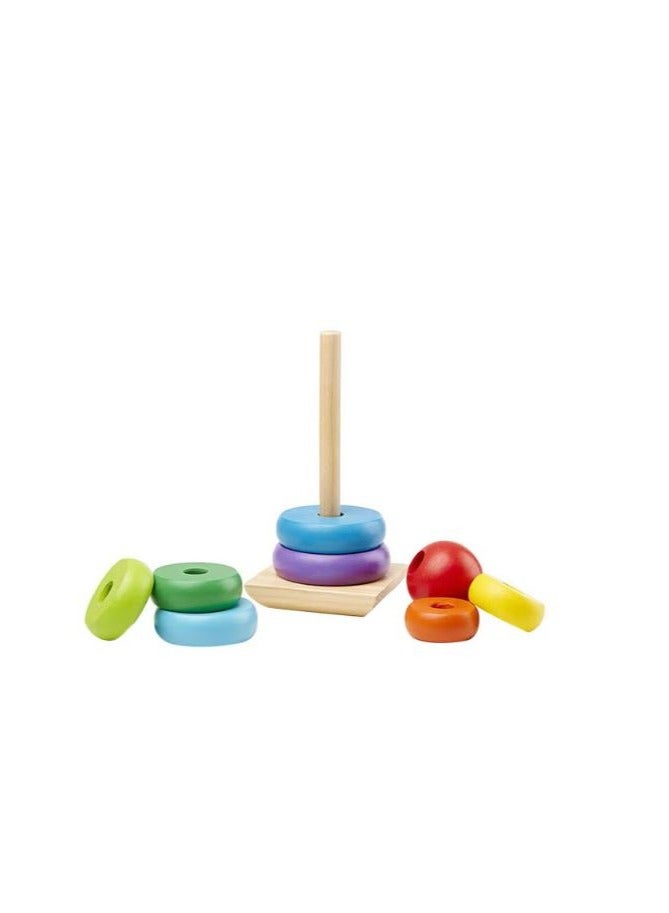Verona Shape stacking game  Classic wooden rainbow color with innovative and educational design for children 8.89x8.89x21.59cm  - Image 2