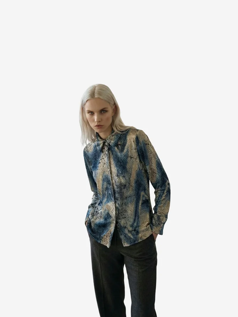 My Fashion Multicolor MY FASHION Women's Abstract Velvet Woven Shirt for Women | Best Price UAE