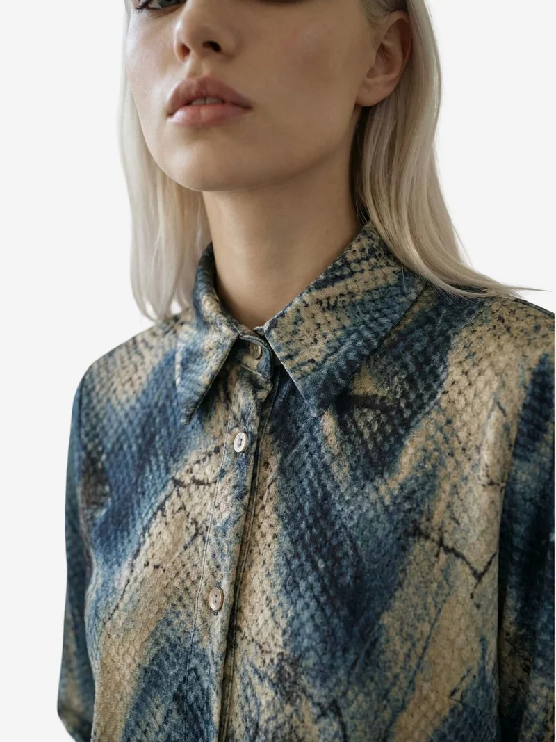 My Fashion Multicolor MY FASHION Women's Abstract Velvet Woven Shirt for Women | Best Price UAE