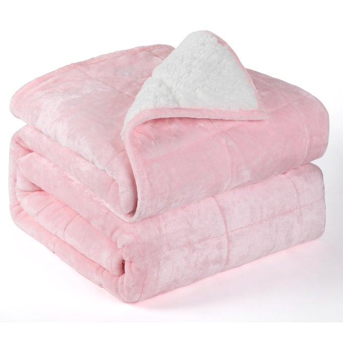 WEIGHTED BLANKET QUEEN SIZE 15LBS 60X80 INCHES SHERPA WEIGHTED BLANKETS FOR ADULTSFLUFFY WARM SHERPA COZY SOFT FLANNEL THICK HEAVY BLANKET FOR ALLSEASON WITH GLASS BEADS PINK