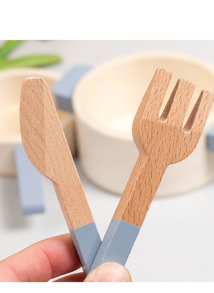 Wooden Kids Simulation Kitchen Cooking Toys Cookware Pot Set - Image 4