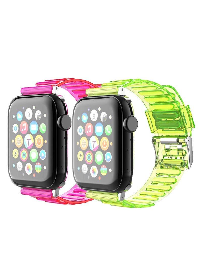 TEMPO (Pack of 2) Clear Sport Band Compatible with Apple Watch 41mm 40mm 38mm for Men Women, Soft TPU ,Waterproof Strap for iWatch Series 10 9 8 7 6 5 4 3 2 1 SE  - Image 1