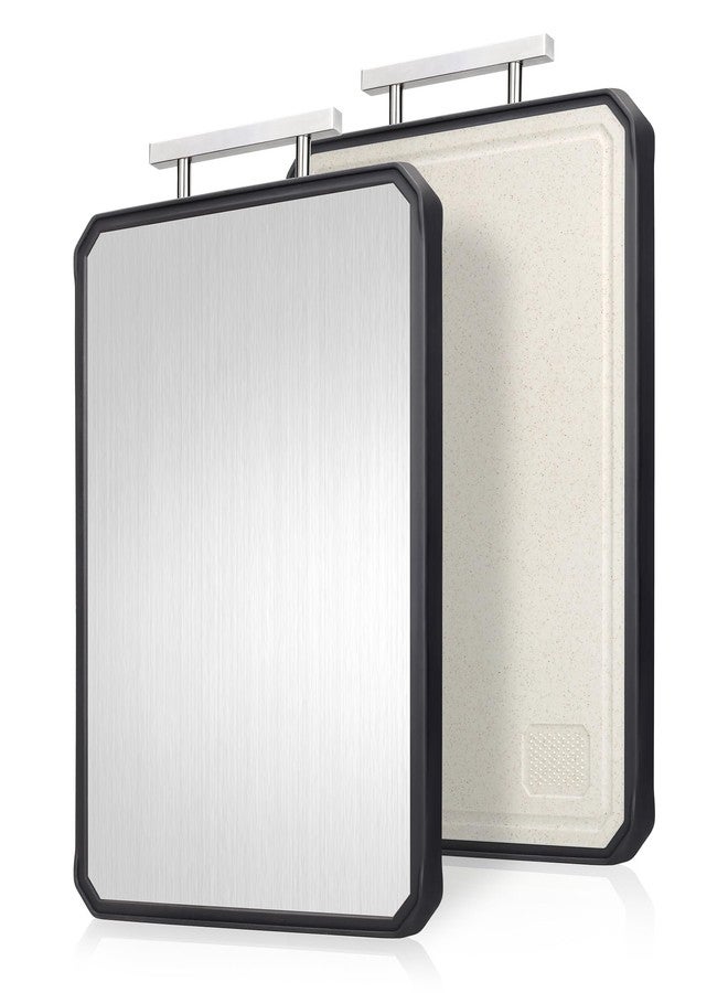 NCUE Cutting Boards for Kitchen, Double-Sided 304 Stainless Steel Cutting Board and Wheat Straw PP, for Meat and Vegetables, Thickened Non-Slip Non Toxic Chopping Board, Dishwasher Safe, 16.5"×11" - Image 1