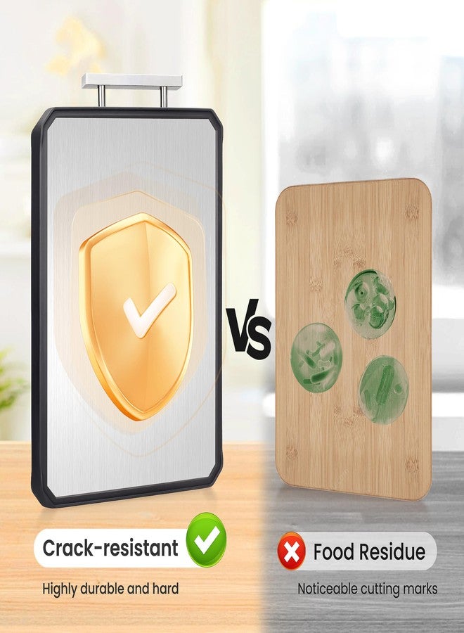 NCUE Cutting Boards for Kitchen, Double-Sided 304 Stainless Steel Cutting Board and Wheat Straw PP, for Meat and Vegetables, Thickened Non-Slip Non Toxic Chopping Board, Dishwasher Safe, 16.5"×11" - Image 5