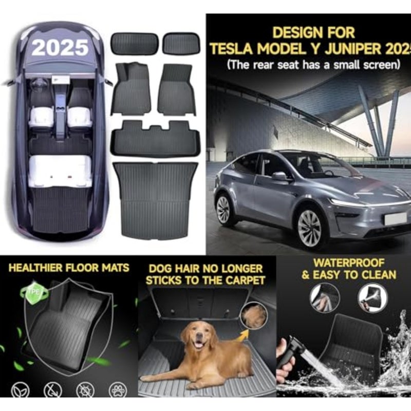 [22-in-1] Ultimate Starter Accessories Kit for Tesla Model Y Juniper2025, Full Interior Exterior Protection Floor Mats, Car Cover Organizer, 15.4inch Screen Protector, Roof Sunshade, Windshield - Image 4
