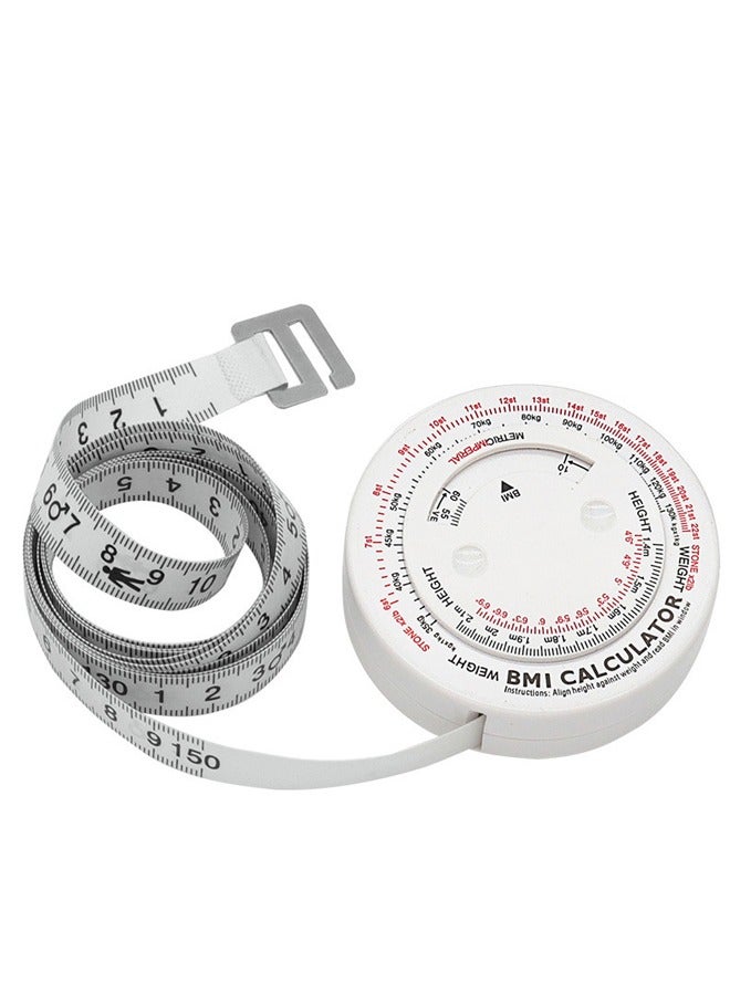 فاصولا شريط قياس مؤشر كتلة الجسم (BMI) مسطرة شريط قياس الخصر الصحية مسطرة جلدية أوتوماتيكية متقلصة - Image 3