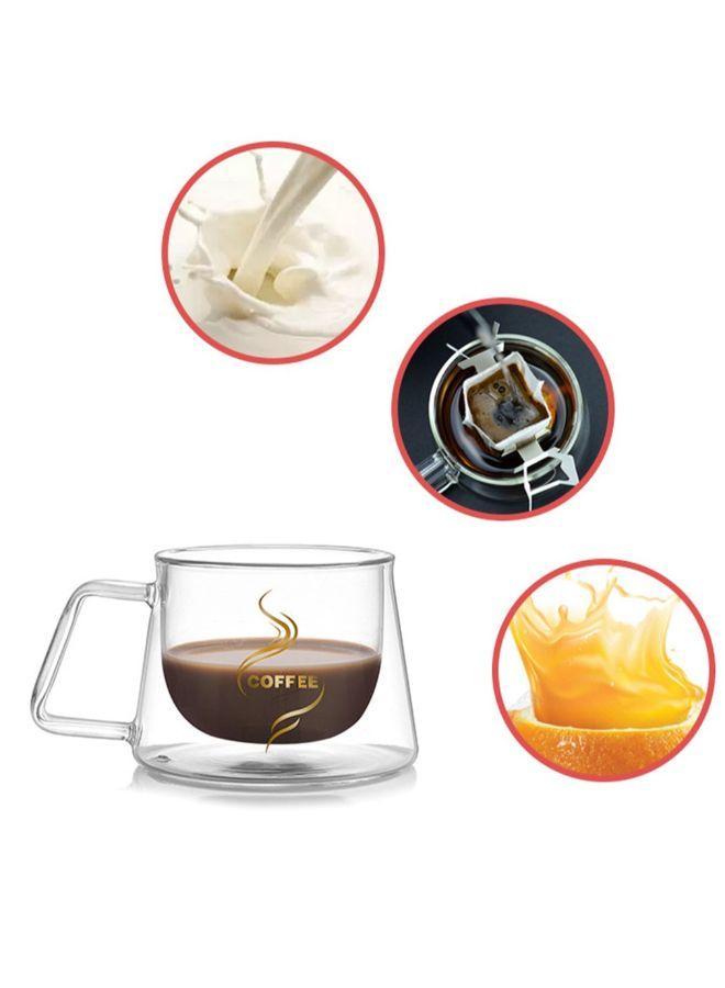 Double Layer Coffee Mug With Heat Handle Insulation Drinking Cup Transparent 9.4x7.2x7cm  - Image 4