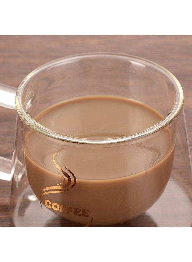Double Layer Coffee Mug With Heat Handle Insulation Drinking Cup Transparent 9.4x7.2x7cm  - Image 3