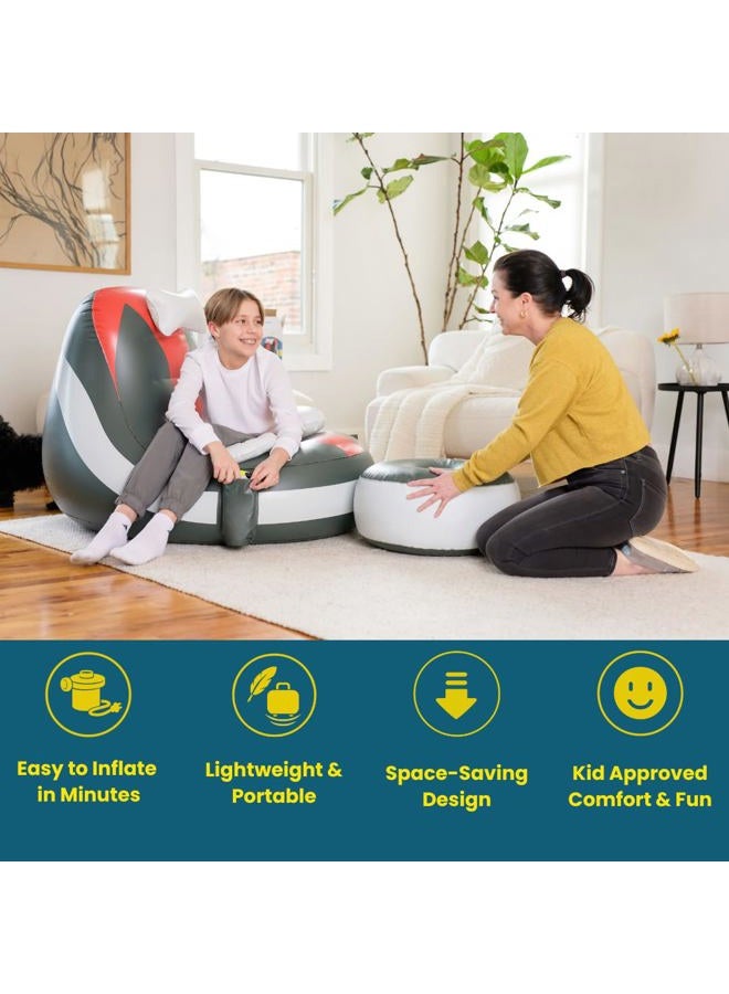Qadory Inflatable Gaming Chair for Kids- Air Pump Included 2-in-1, Gaming Bean Bag Chair- Kids Gamer Chairs, Gamer Chairs for Kid- Floor Chairs for Teen Boy with Up to 300 LBS Capacity - Image 2
